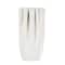 White Ceramic Abstract Ribbed Dimensional Folded Vase with Compact Wavy Rim